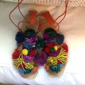 Zara Pom Pom Sandals